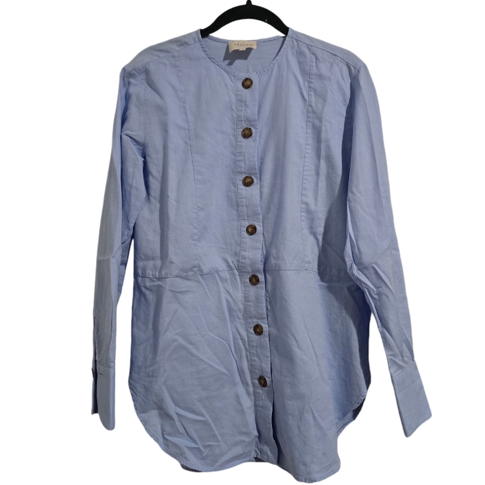 Sezane Poplin Button Down Tunic‎ Shirt Blue size 34 / S